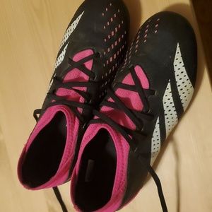 Adidas soccer cleats; youth size 5; hot pink and black